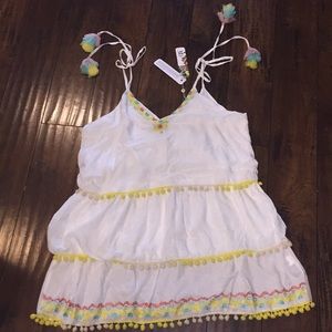 Embroidered Pom Pom dress/cover up